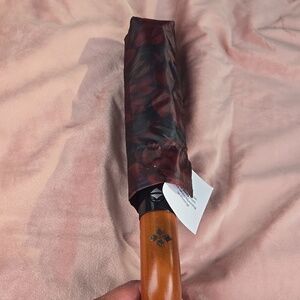 Patricia Nash Folding Umbrella with Burgundy and Navy Pattern, Brand New